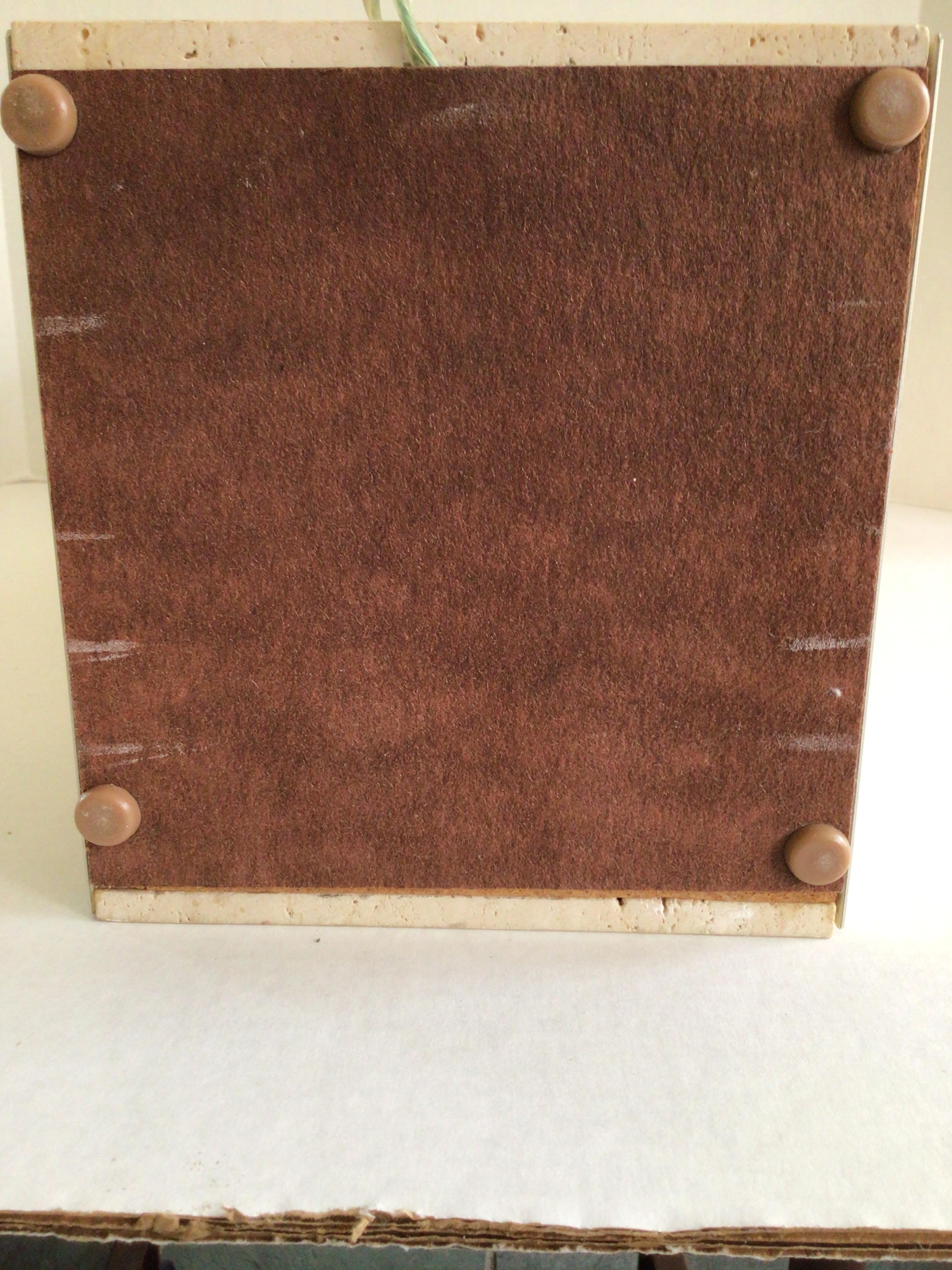 1970s Travertine Marble and Brass Column Table Lamp For Sale 9