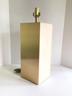 1970s Travertine Marble and Brass Column Table Lamp