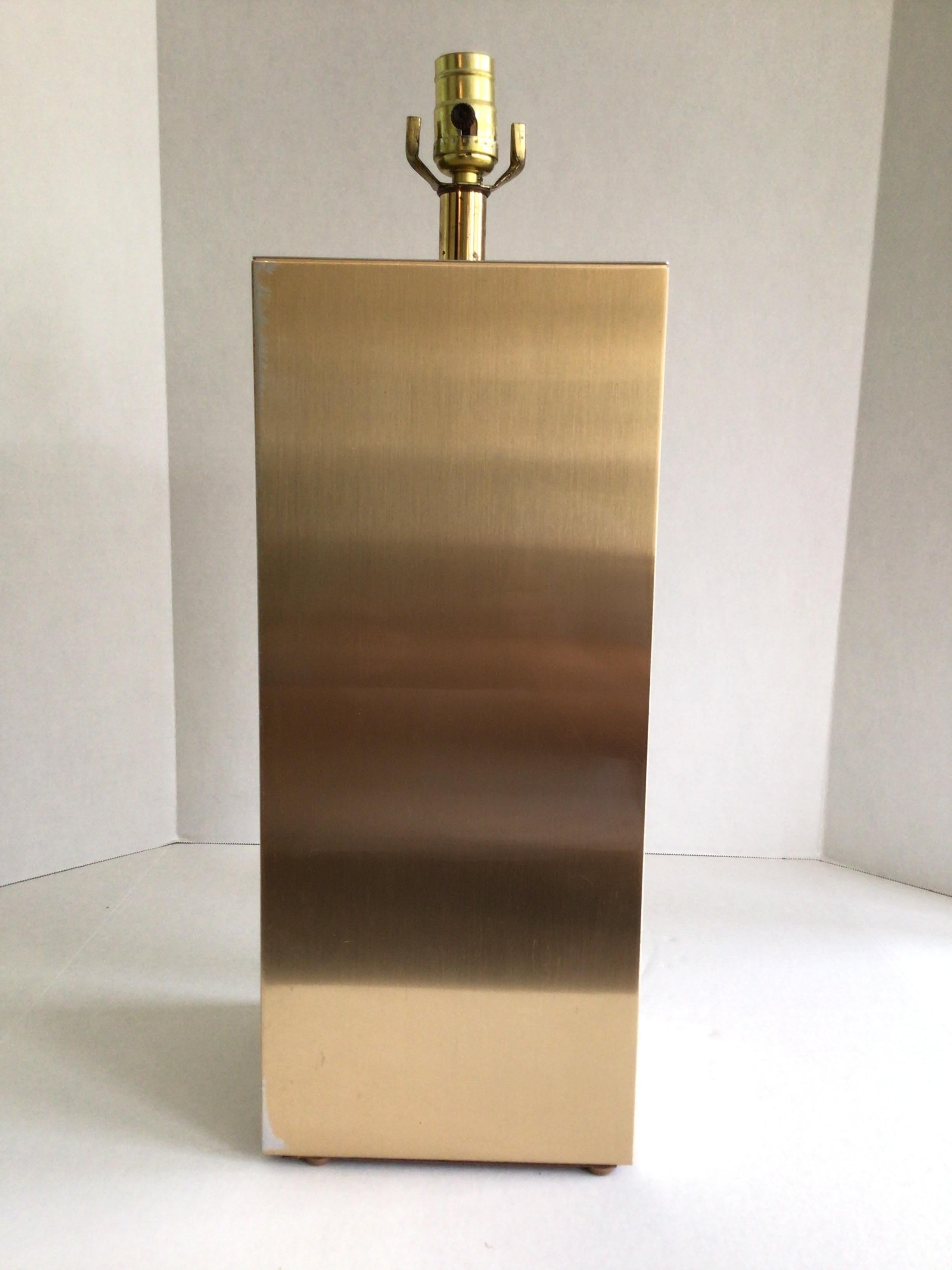 1970s Travertine Marble and Brass Column Table Lamp For Sale 1