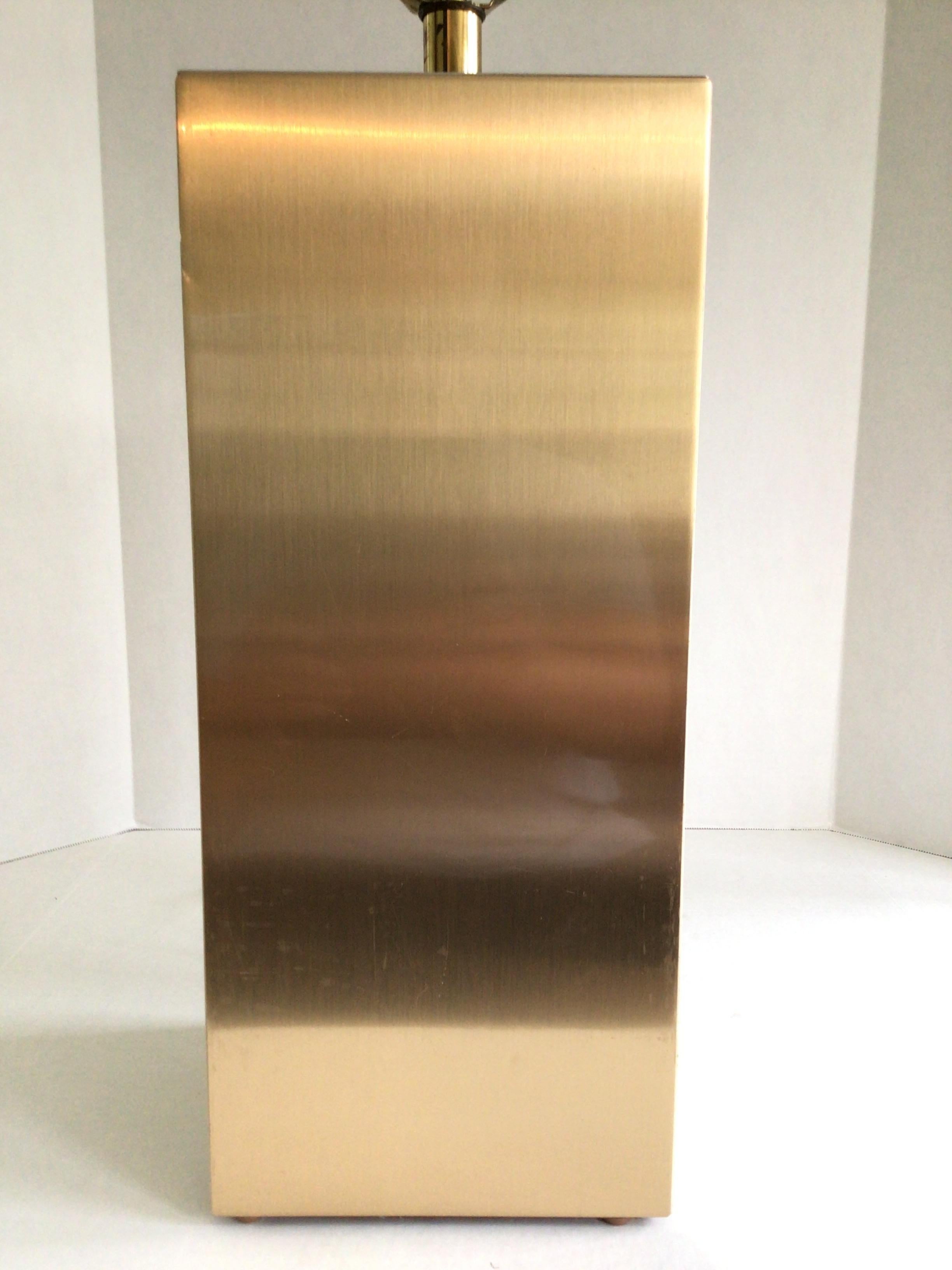 1970s Travertine Marble and Brass Column Table Lamp For Sale 3