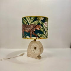 1970's Travertine Table Lamp by Scarnicci