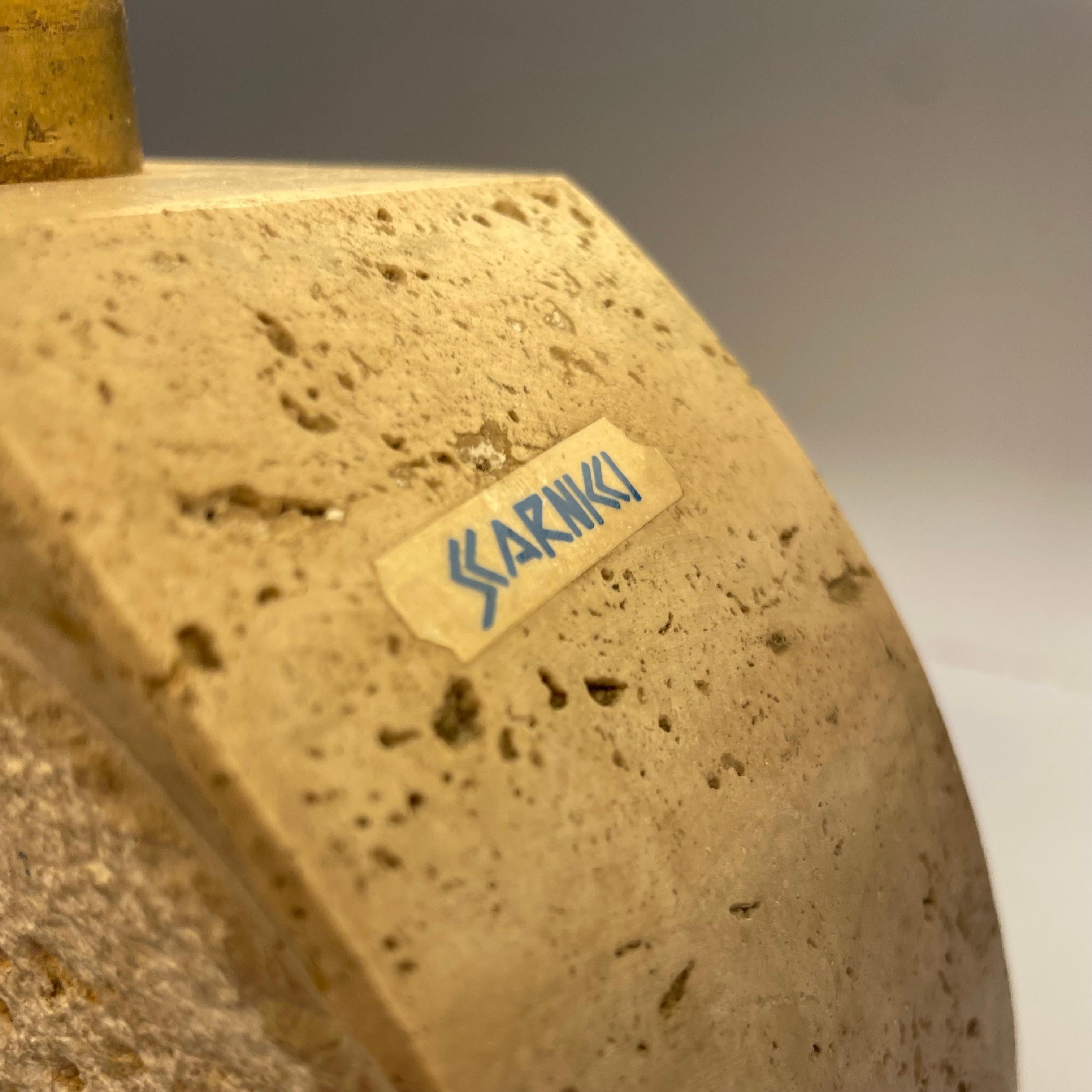 Modern 1970's Travertine Table Lamp by Scarnicci For Sale