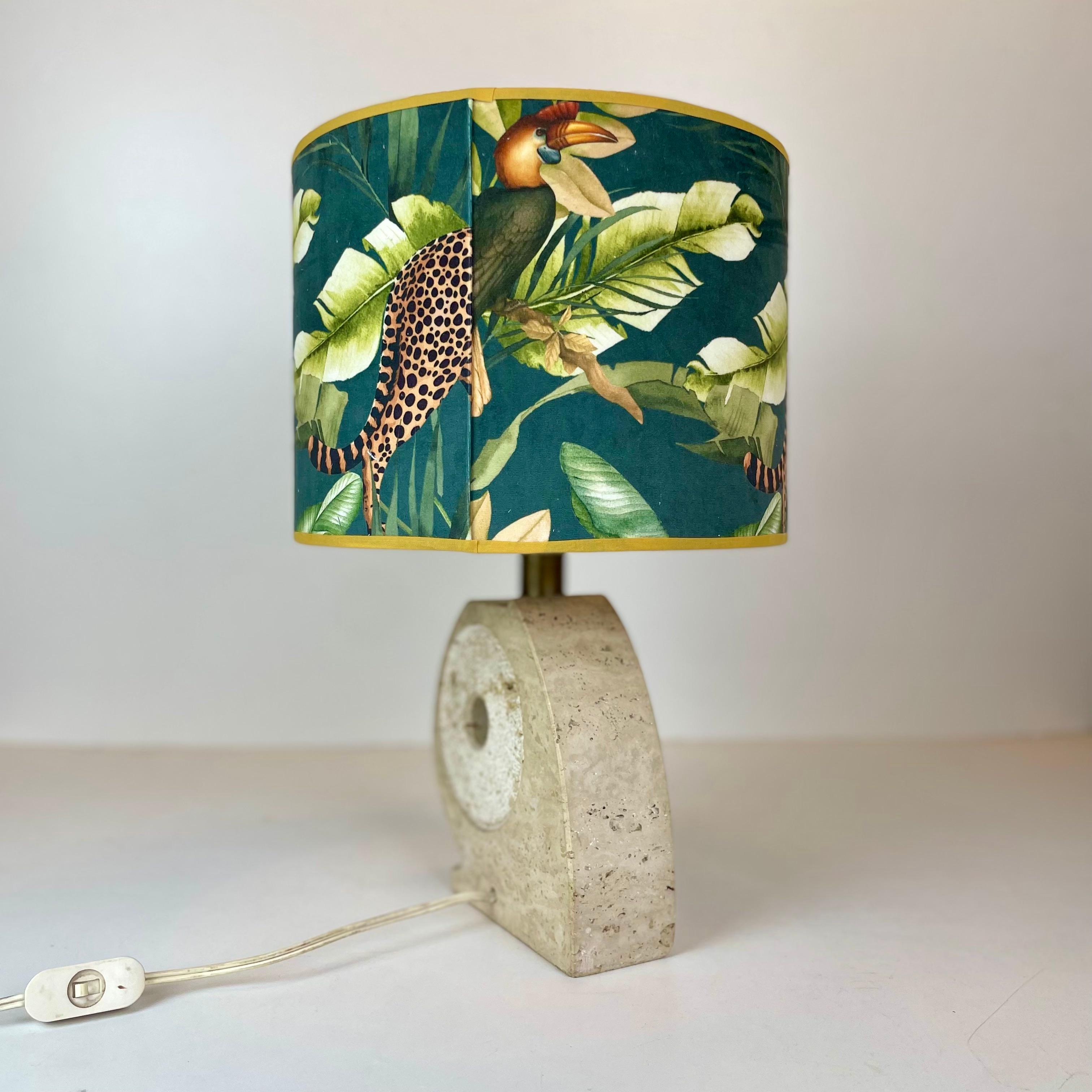 Italian 1970's Travertine Table Lamp by Scarnicci For Sale