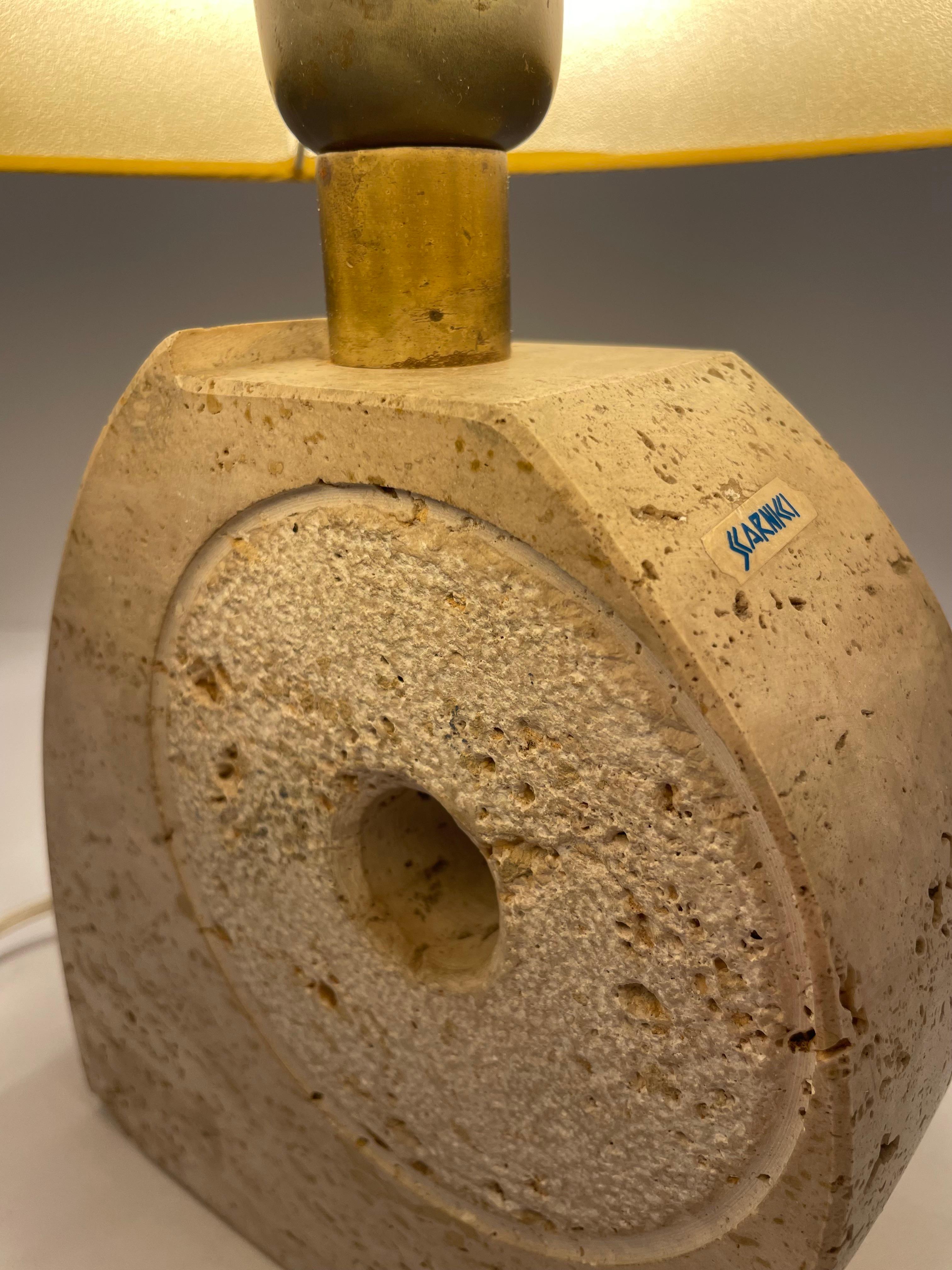 1970's Travertine Table Lamp by Scarnicci In Good Condition For Sale In Brussel, BE