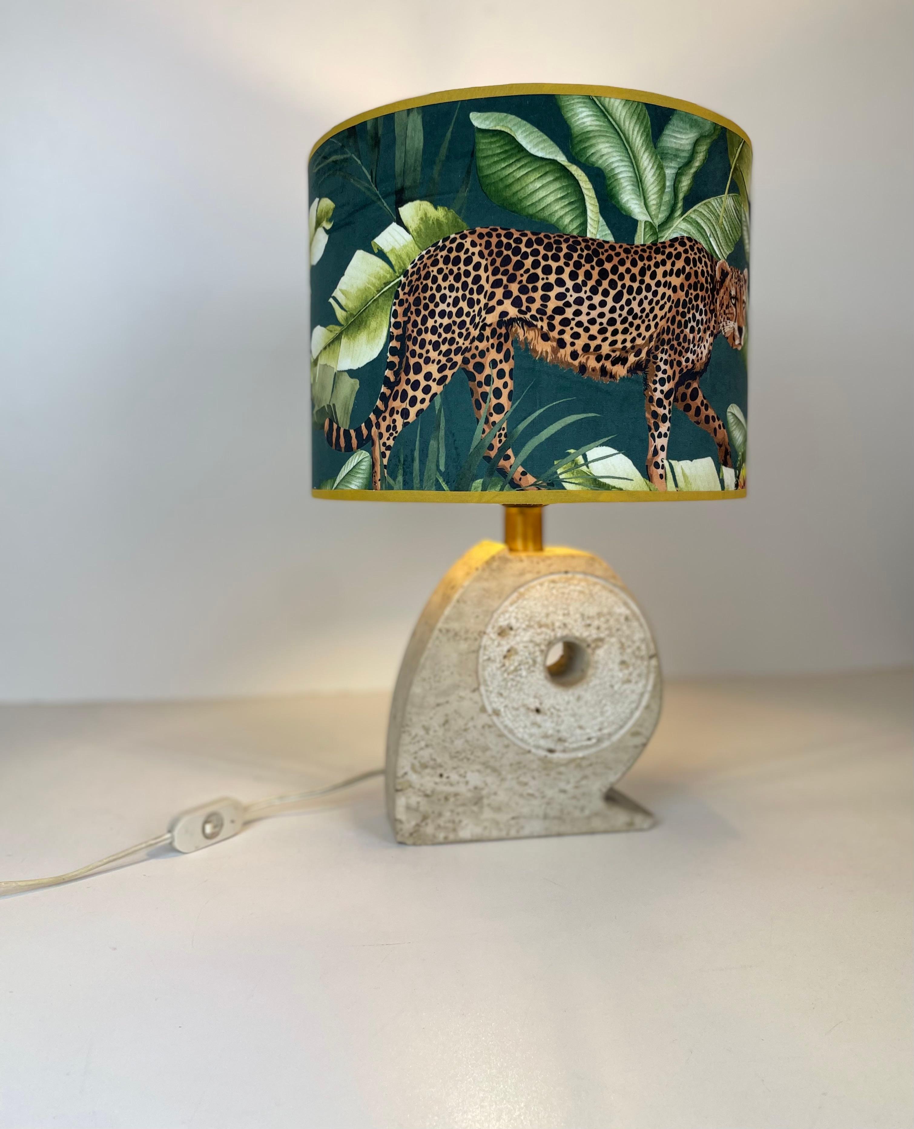 Metal 1970's Travertine Table Lamp by Scarnicci For Sale