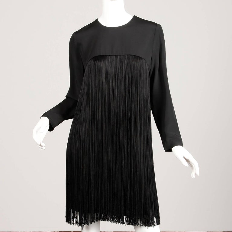 Black Long Sleeve Tassel Dress Long Sleeve Tassel Dress Long Sleeve Tassel  Dress Black Long