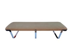 1970s Tri-Mark Ultrasuede Chrome 6ft Bench