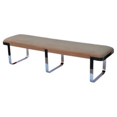 1970s Tri-Mark Ultrasuede Chrome 6ft Bench