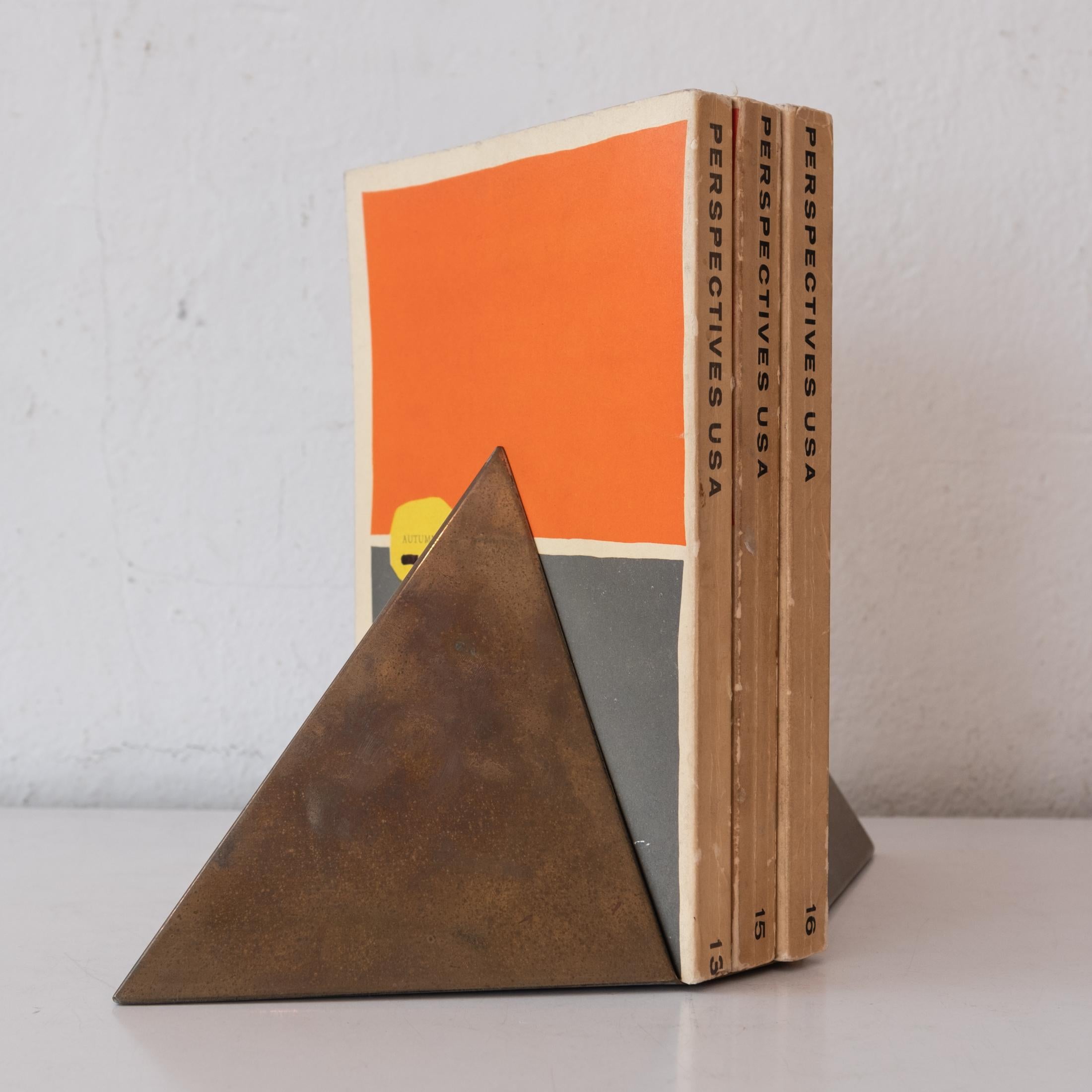 A great pair of geometric brass bookends from the 1970s.