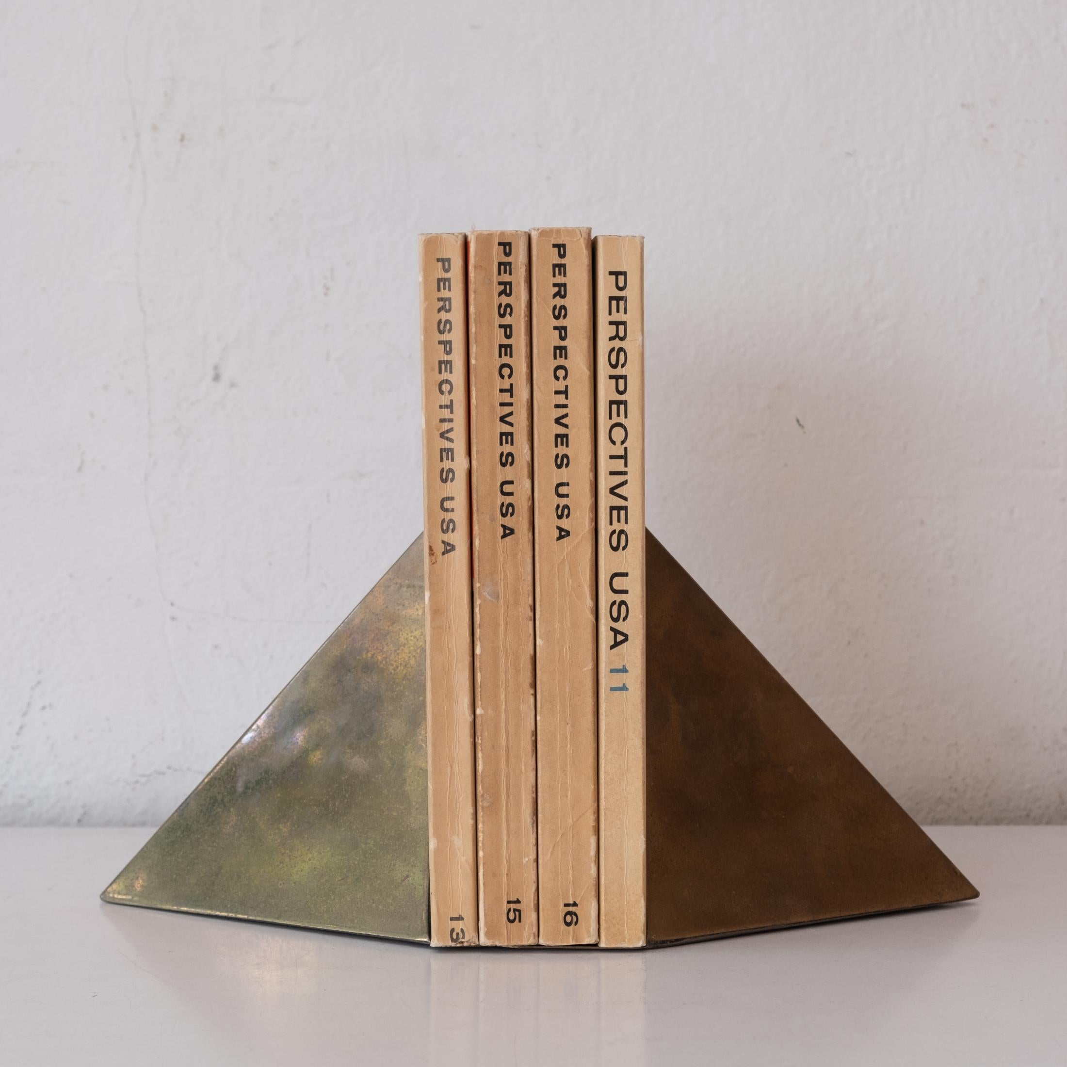 Late 20th Century 1970s, Triangular Brass Bookends