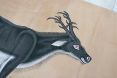 1970 Tribal Antelope Painting on Fabric, Ethnic Art