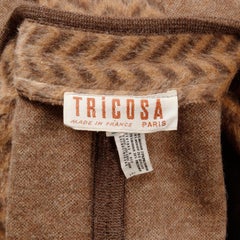 1970er Tricosa Frankreich Vintage Wolle/Mohair gestreift Chevron Decke Cape Mantel