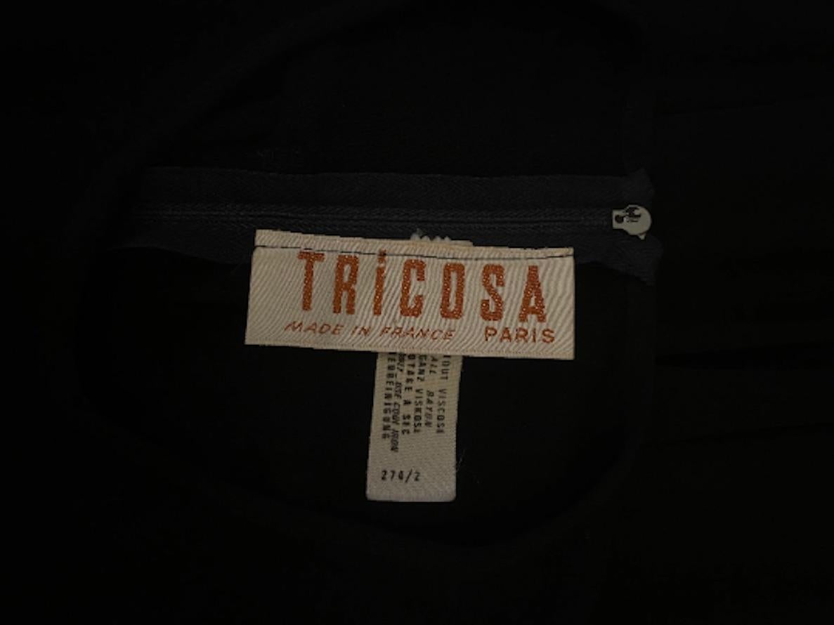 1970s Tricosa Long Sleeve Black Jersey Dress 3