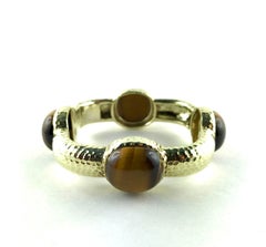 1970s TRIO Yellow Gold and Tiger's Eye  Bangle