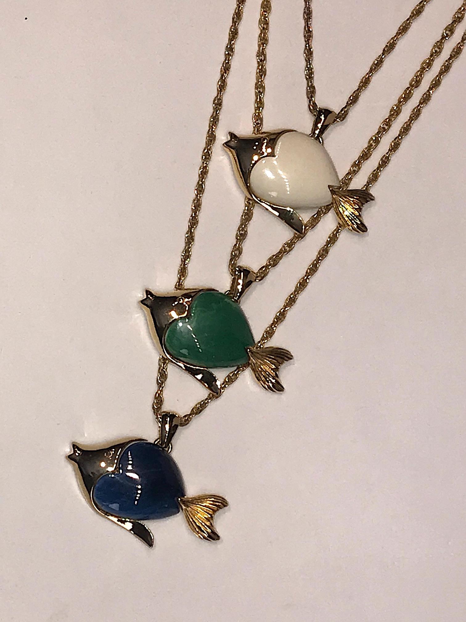 1970s Triple Fish Pendant Necklace 1