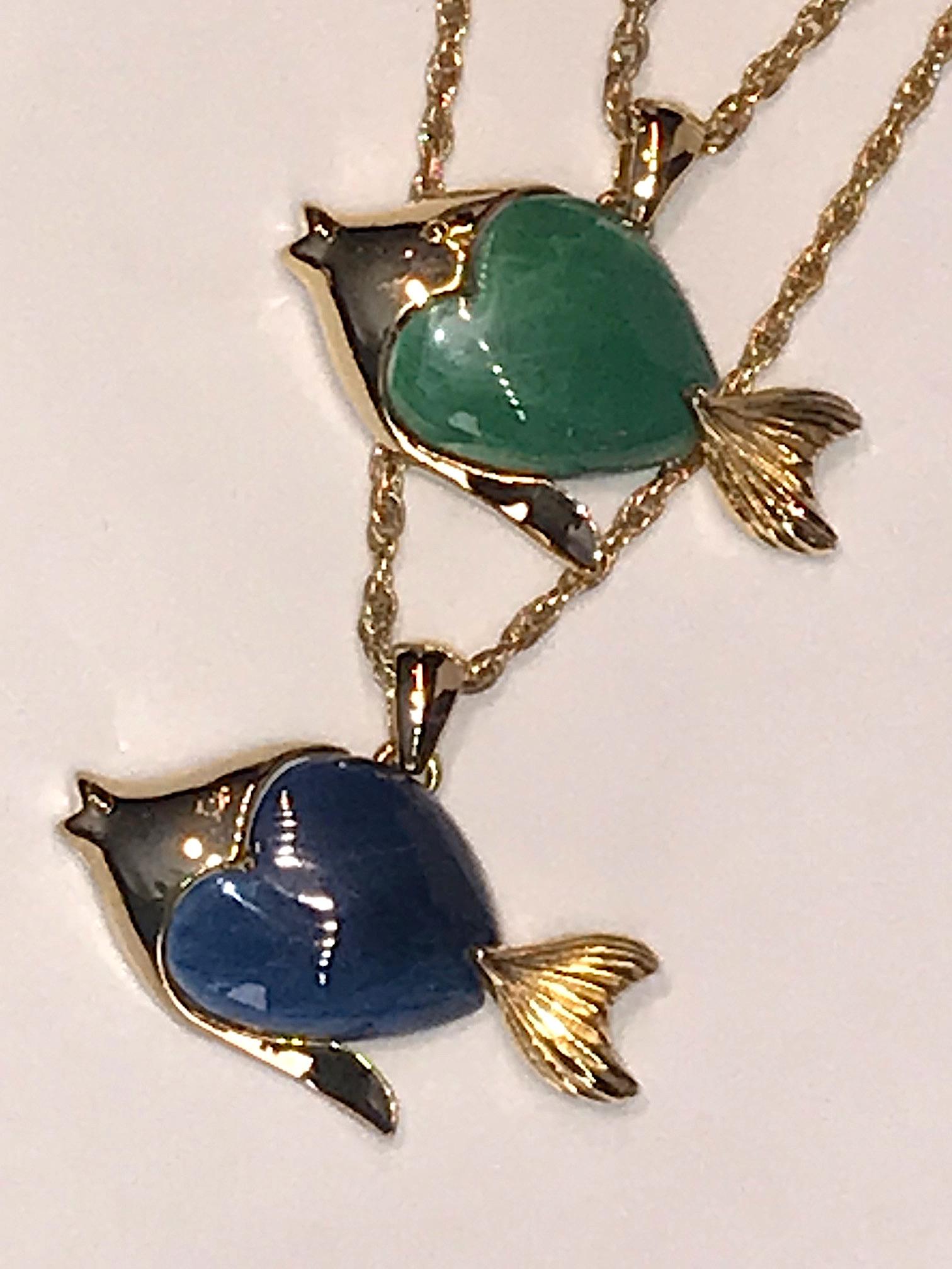 1970s Triple Fish Pendant Necklace 3