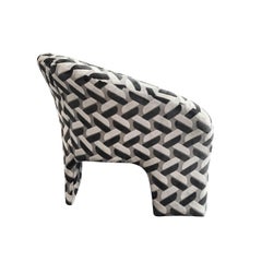 1970s Tripod Armchair in Raised Contrast Velvet