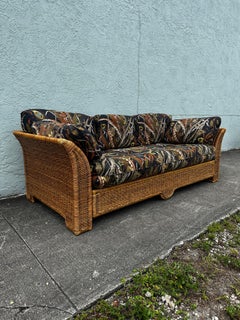 1970s Tropical Sculptural Finely Crafted Rattan Sofa