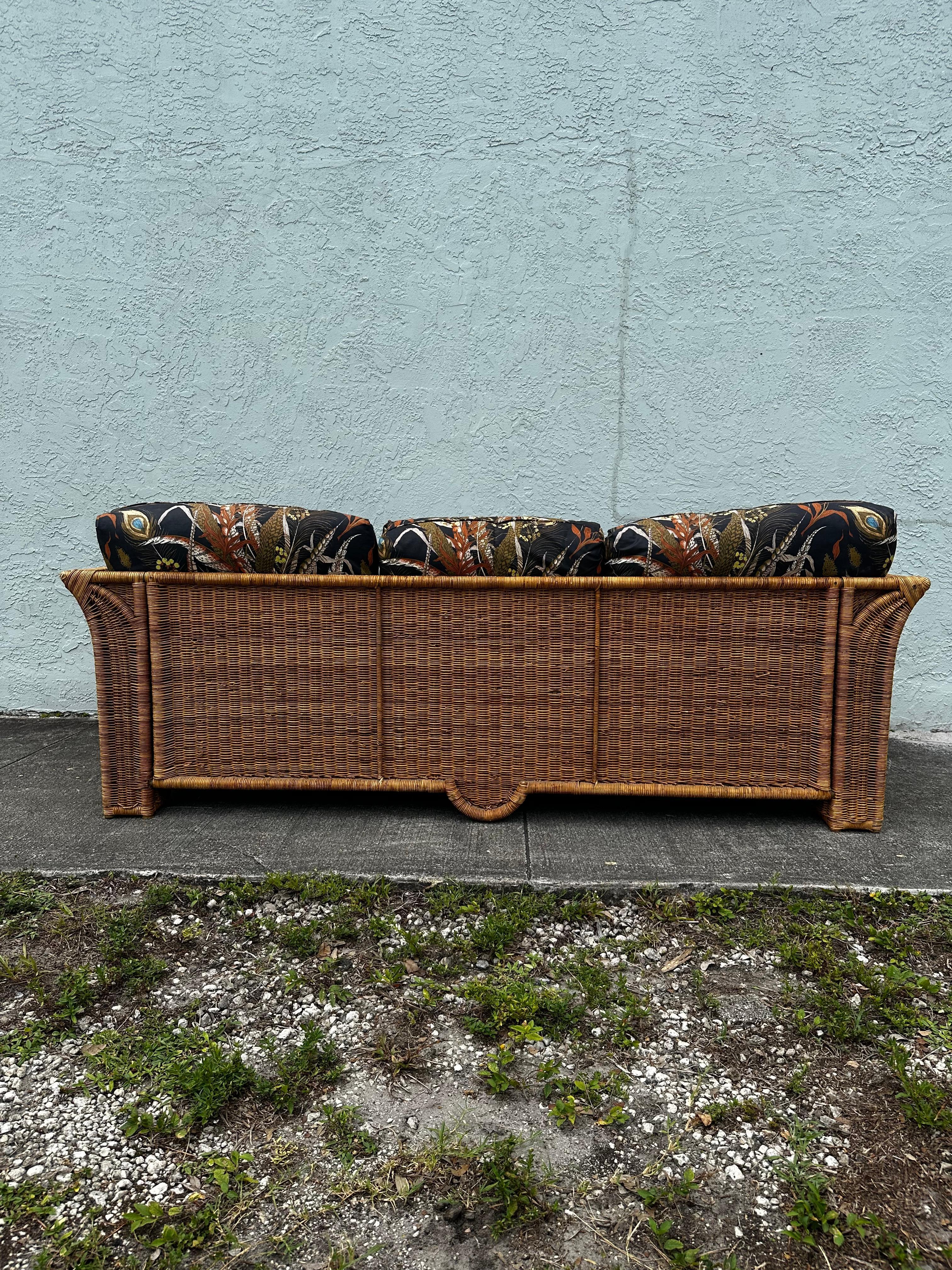 Philippine 1970s Tropical Sculptural Finely Crafted Rattan Sofa For Sale