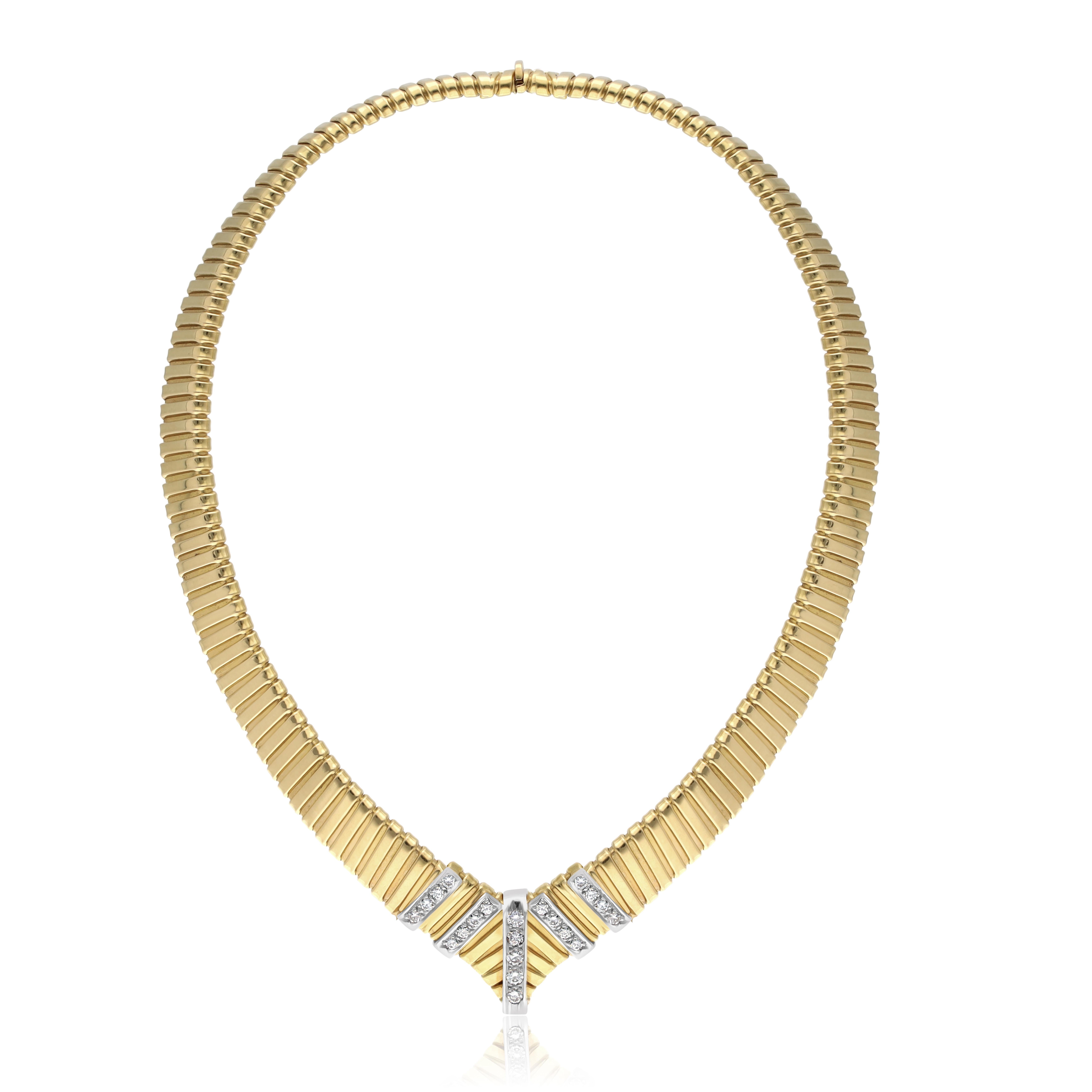 Brilliant Cut 1970s Tubogas Necklace with Diamonds