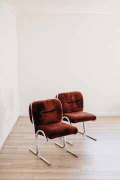 1970s Tubular Chrome Cantilever Armchairs by Douglas Furniture