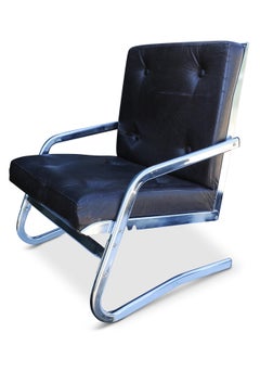 1970's Tubular Chrome Framed Adjustable Cantilever Chair by Pierson of France