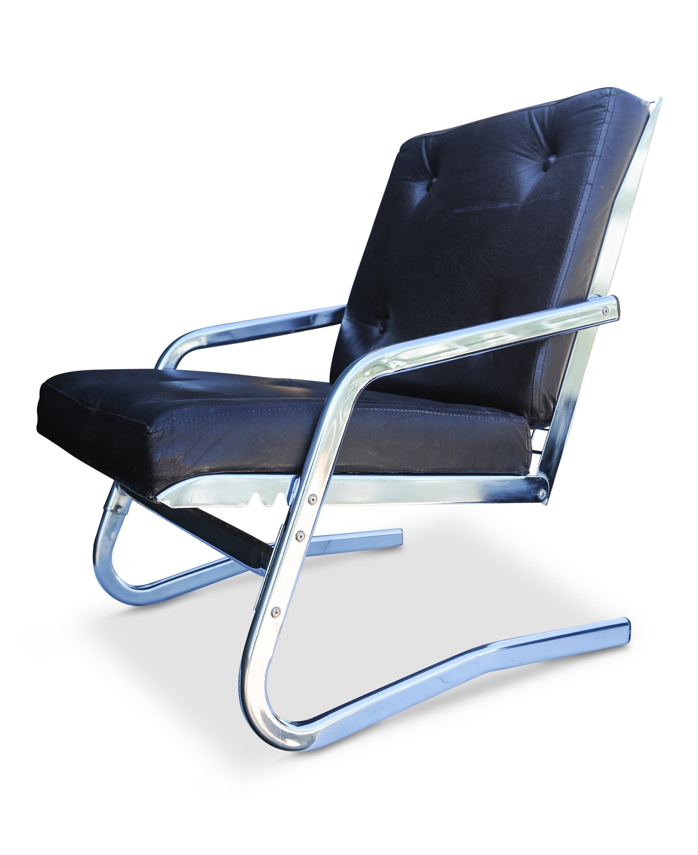 1970's Tubular Chrome Framed Adjustable Cantilever Chair by Pierson of France