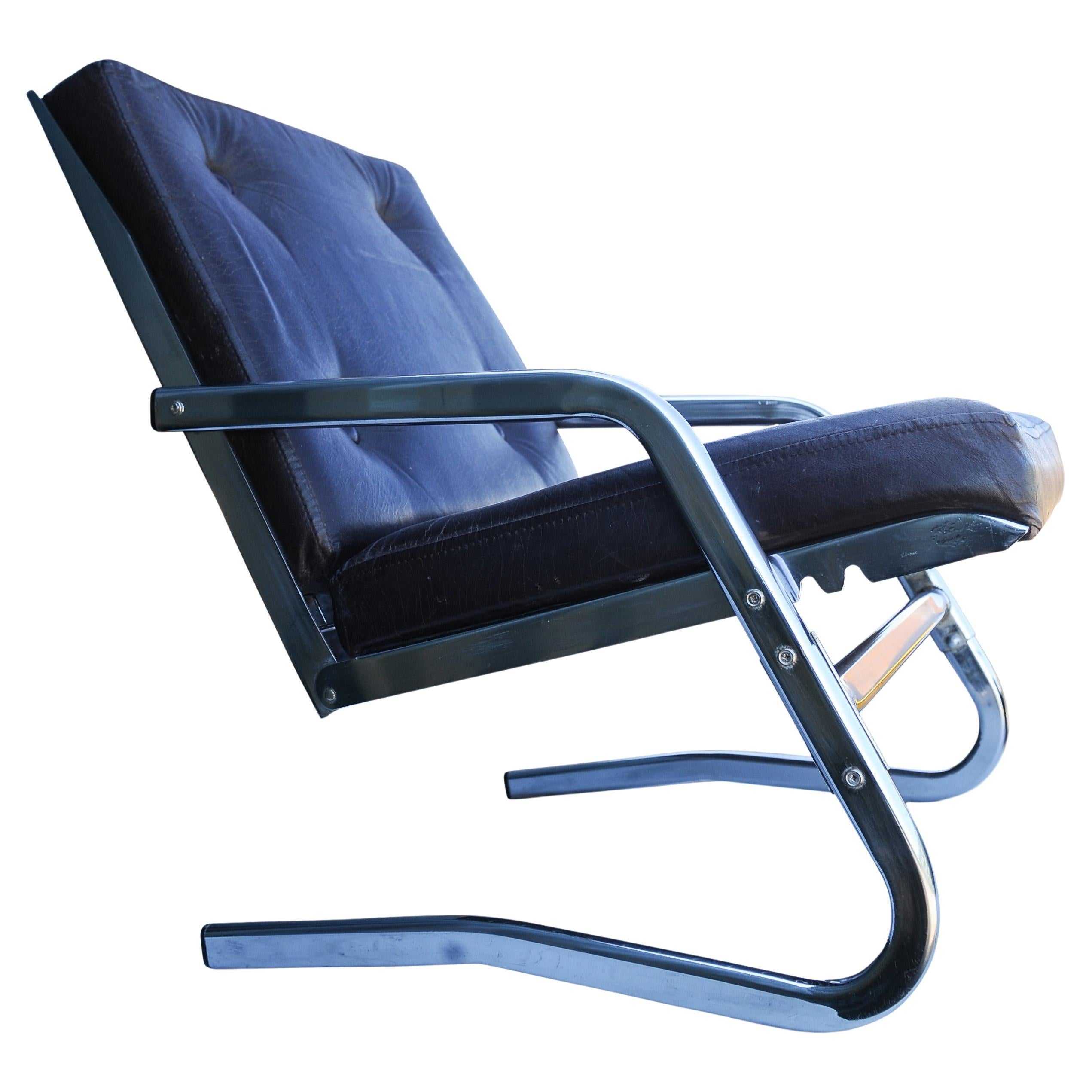 1970's Tubular Chrome Framed Adjustable Cantilever Chair by Pierson of France