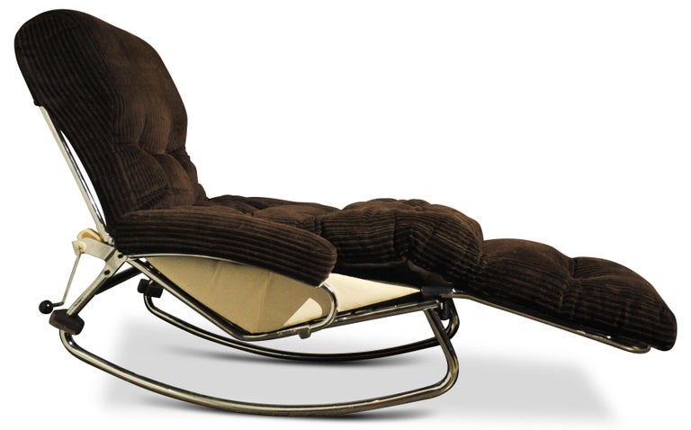 1970s Tubular Chrome Rocking Chair with Removable Footstool by Lama of ...