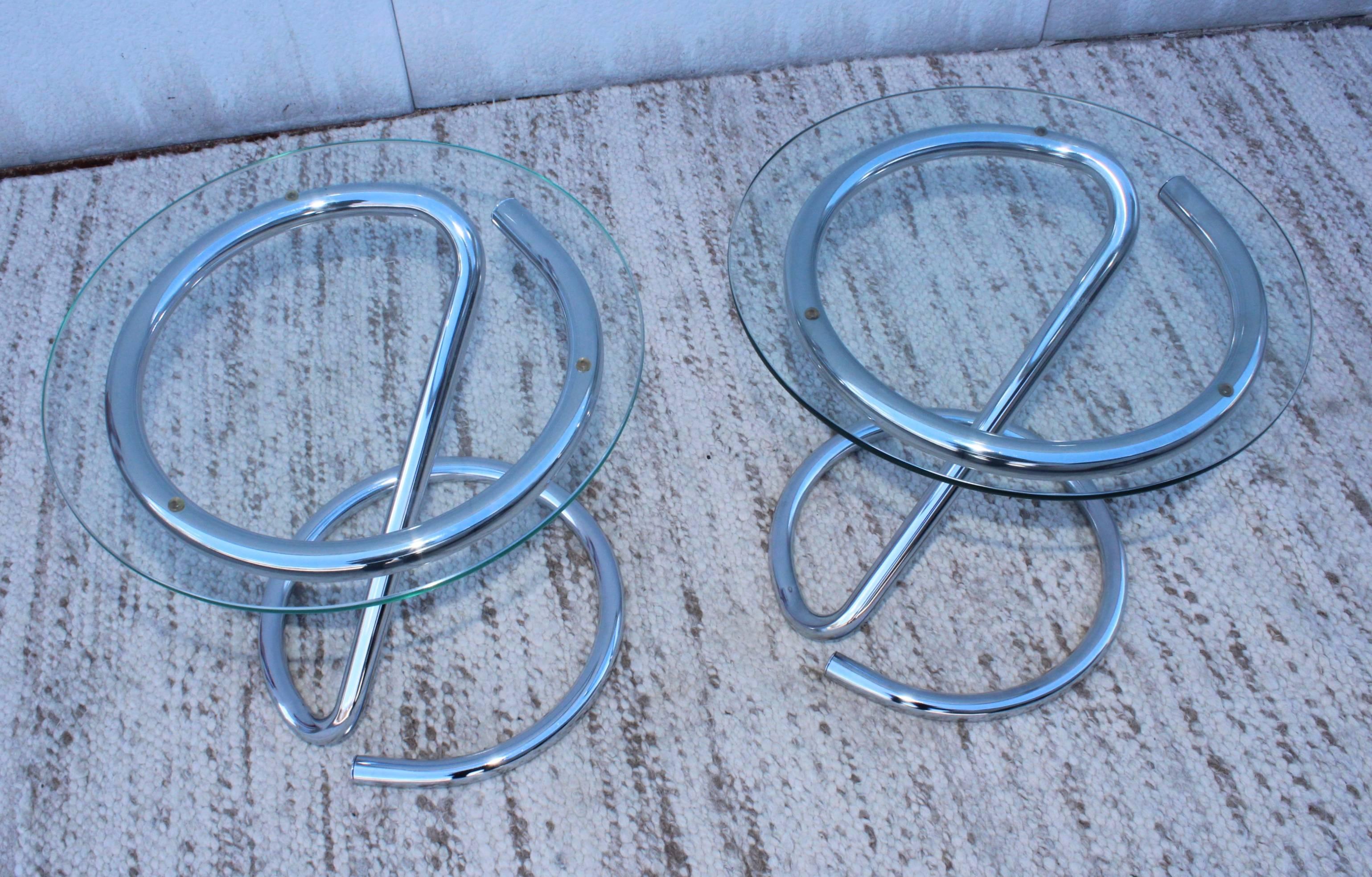 American 1970s Tubular Chrome Side Tables