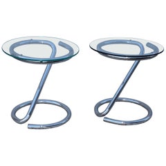 1970s Tubular Chrome Side Tables