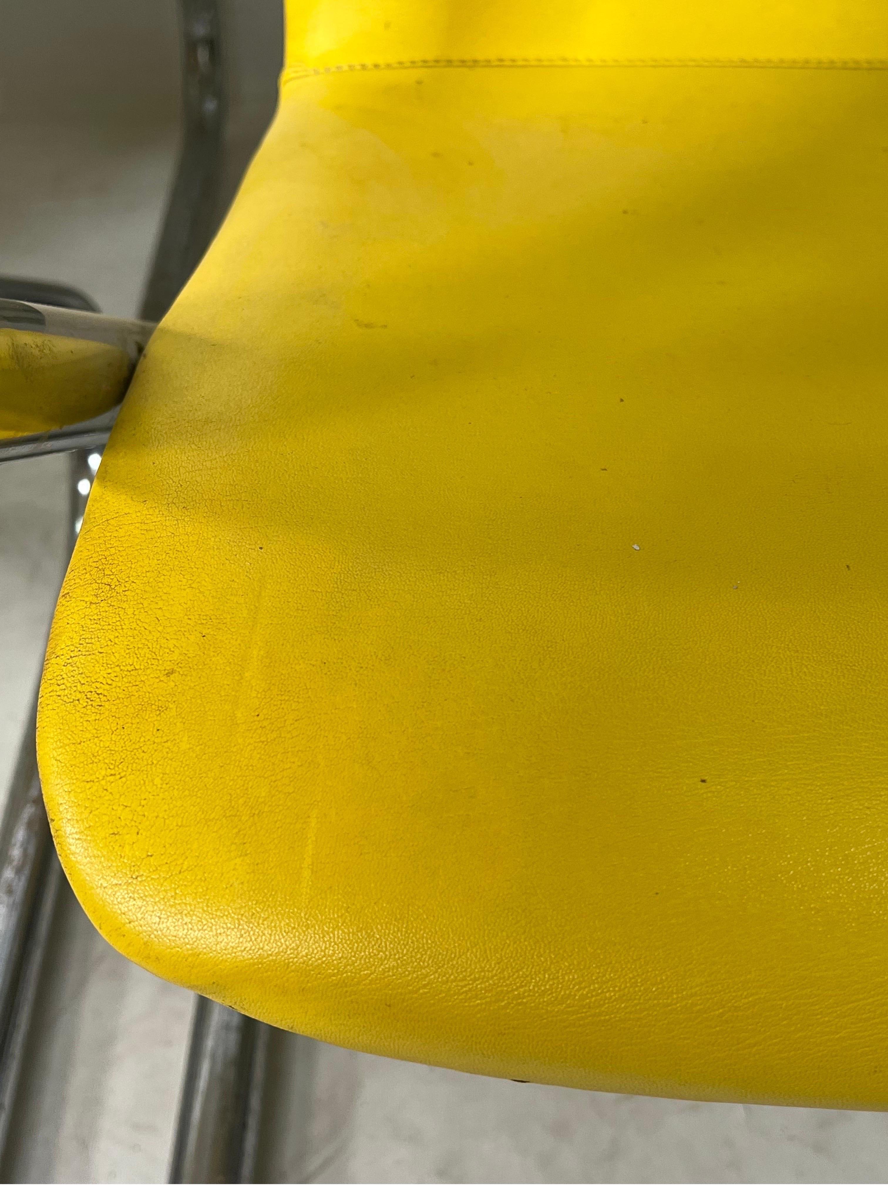1970s Tubular Chrome Yellow Dining Chair 36 Available For Sale 3
