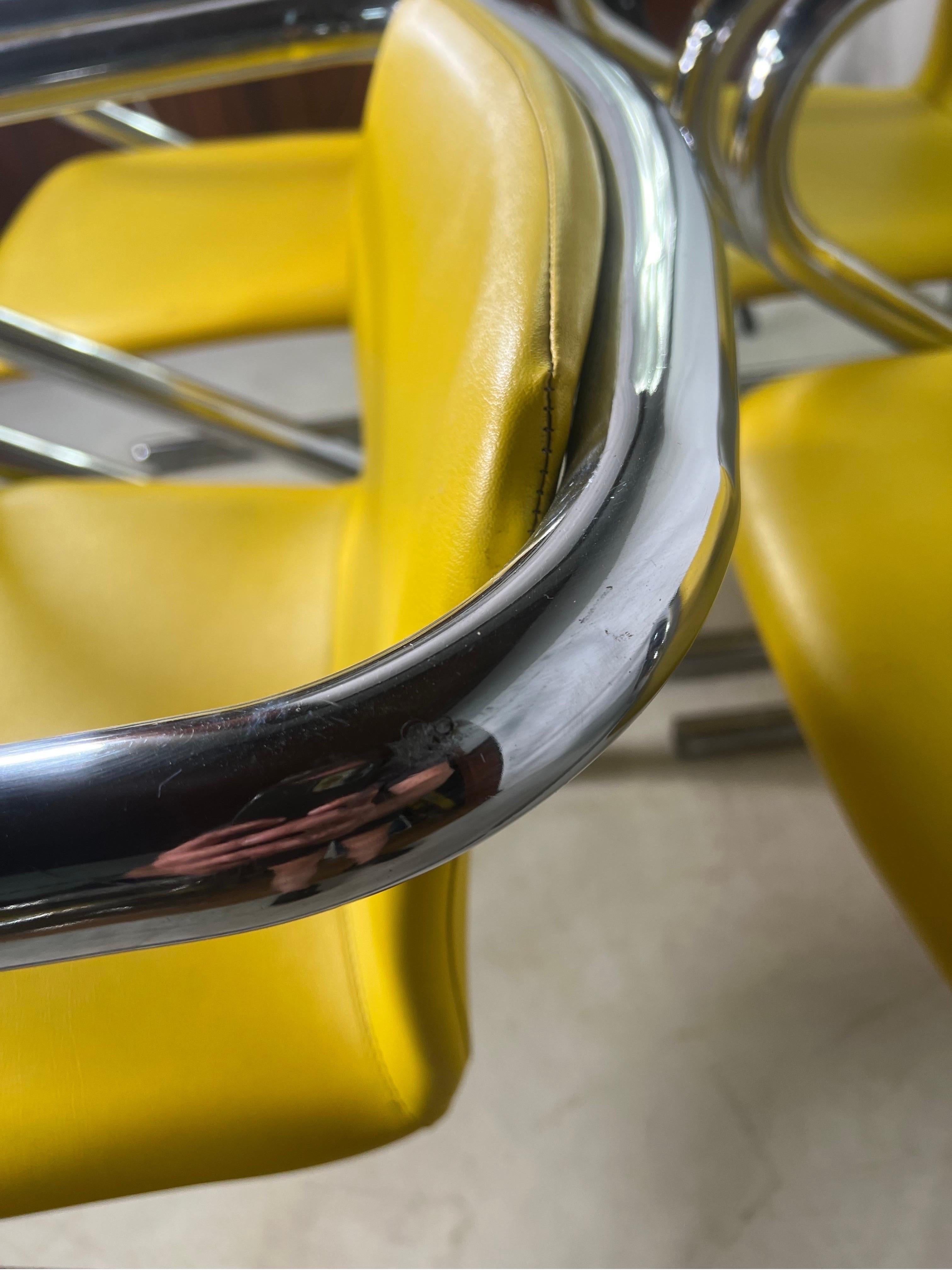 Late 20th Century 1970s Tubular Chrome Yellow Dining Chair 36 Available For Sale