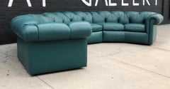 1970s Tufted Leather A. Rudin Circular Sectional Sofa