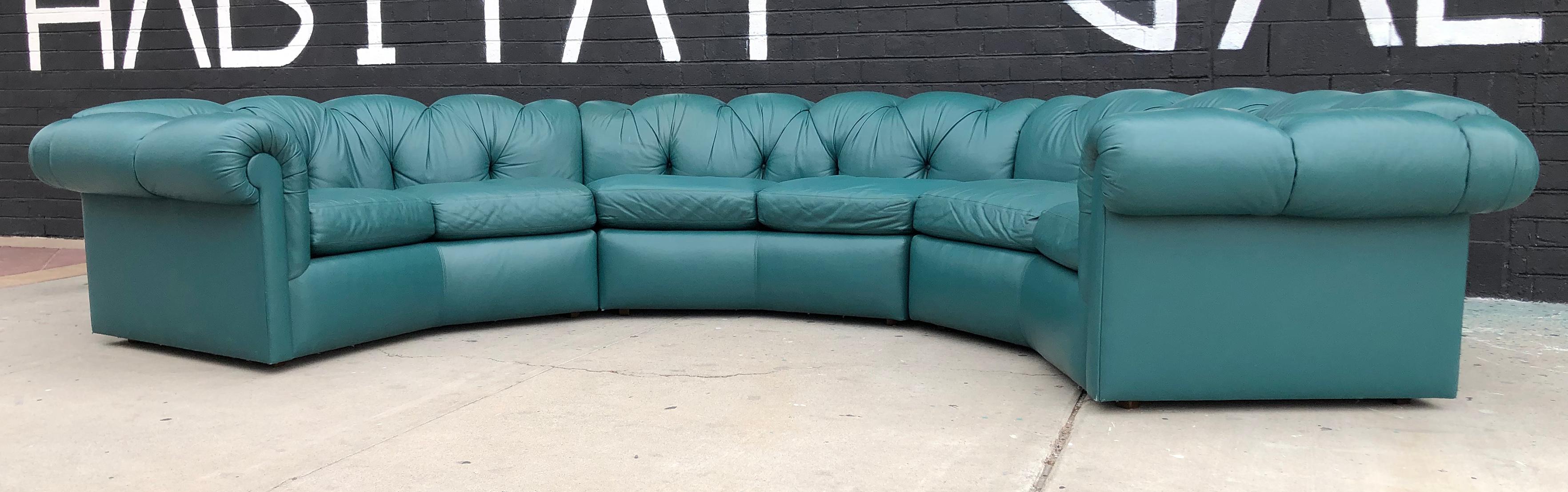 circular leather couch