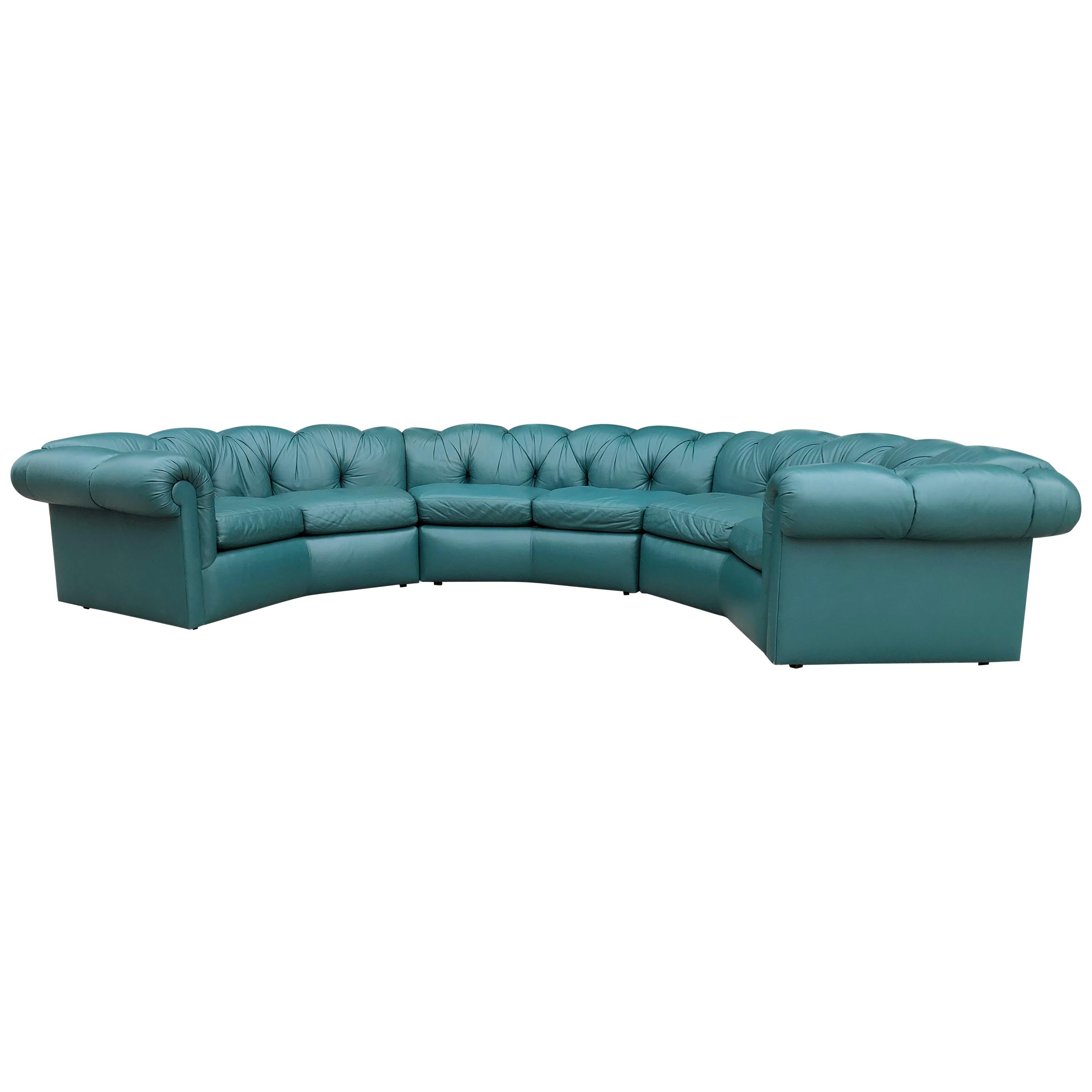 Curved and Button Tufted Sectional Sofa at 1stdibs