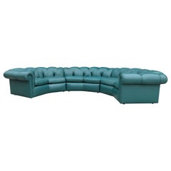 1970s Tufted Leather A. Rudin Circular Sectional Sofa