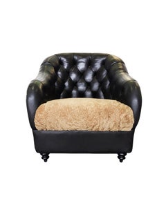 1970s Tufted Leather and Shearling Club Chair Attributed to Ward Bennett