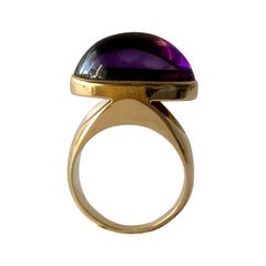 1970s Tuk Fischer for Georg Jensen 18 Karat Gold Amethyst Danish Modern Ring