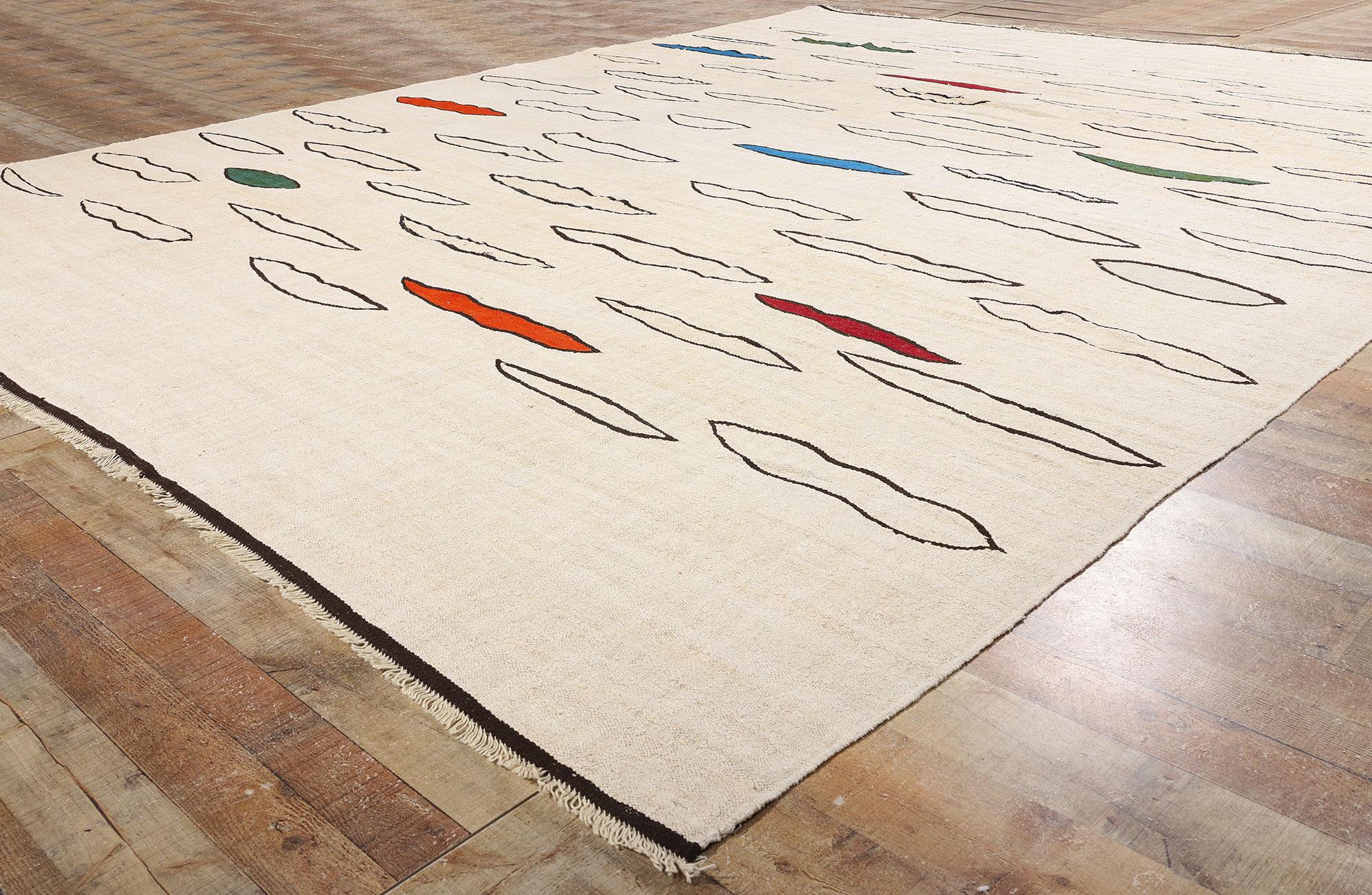 Wool 1970's Turkish Kilim Rug with Minimalist Style For Sale