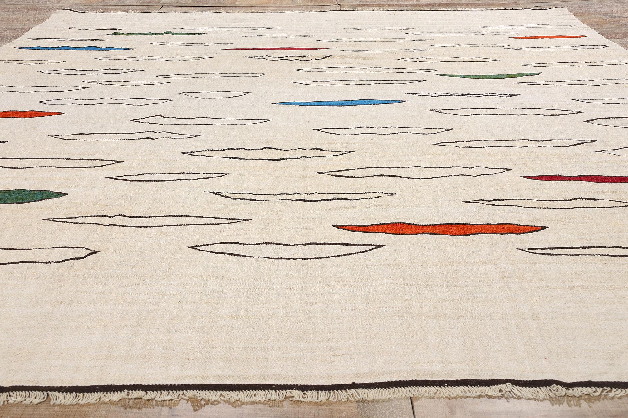 1970's Turkish Kilim Rug with Minimalist Style For Sale 1