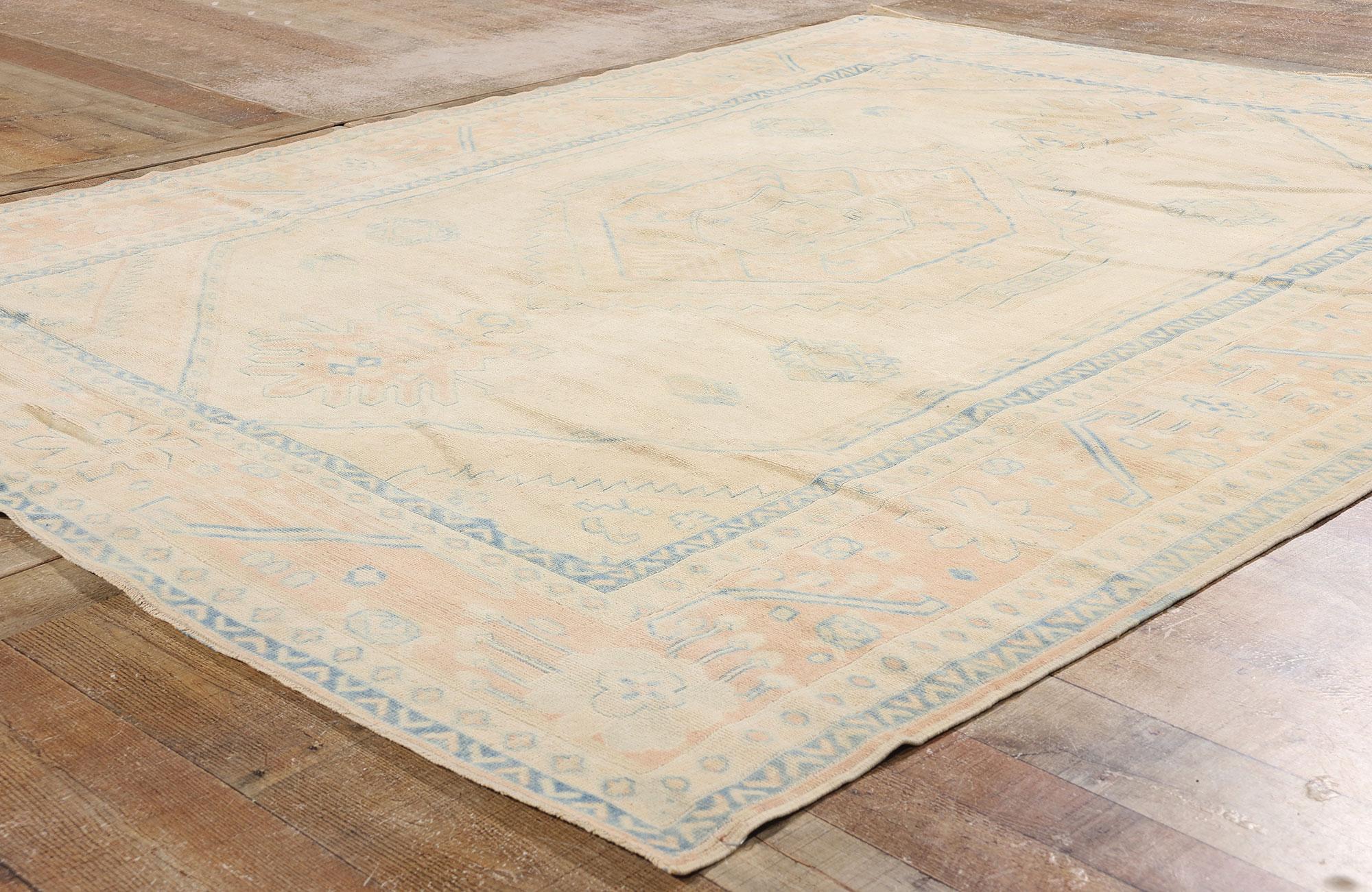 1970's Muted Turkish Oushak Carpet with Modern Style For Sale 5