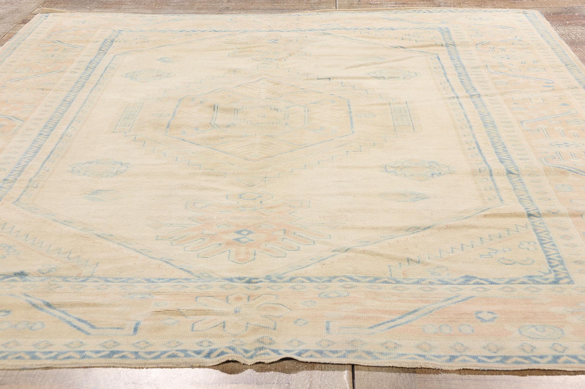 1970's Muted Turkish Oushak Carpet with Modern Style For Sale 7