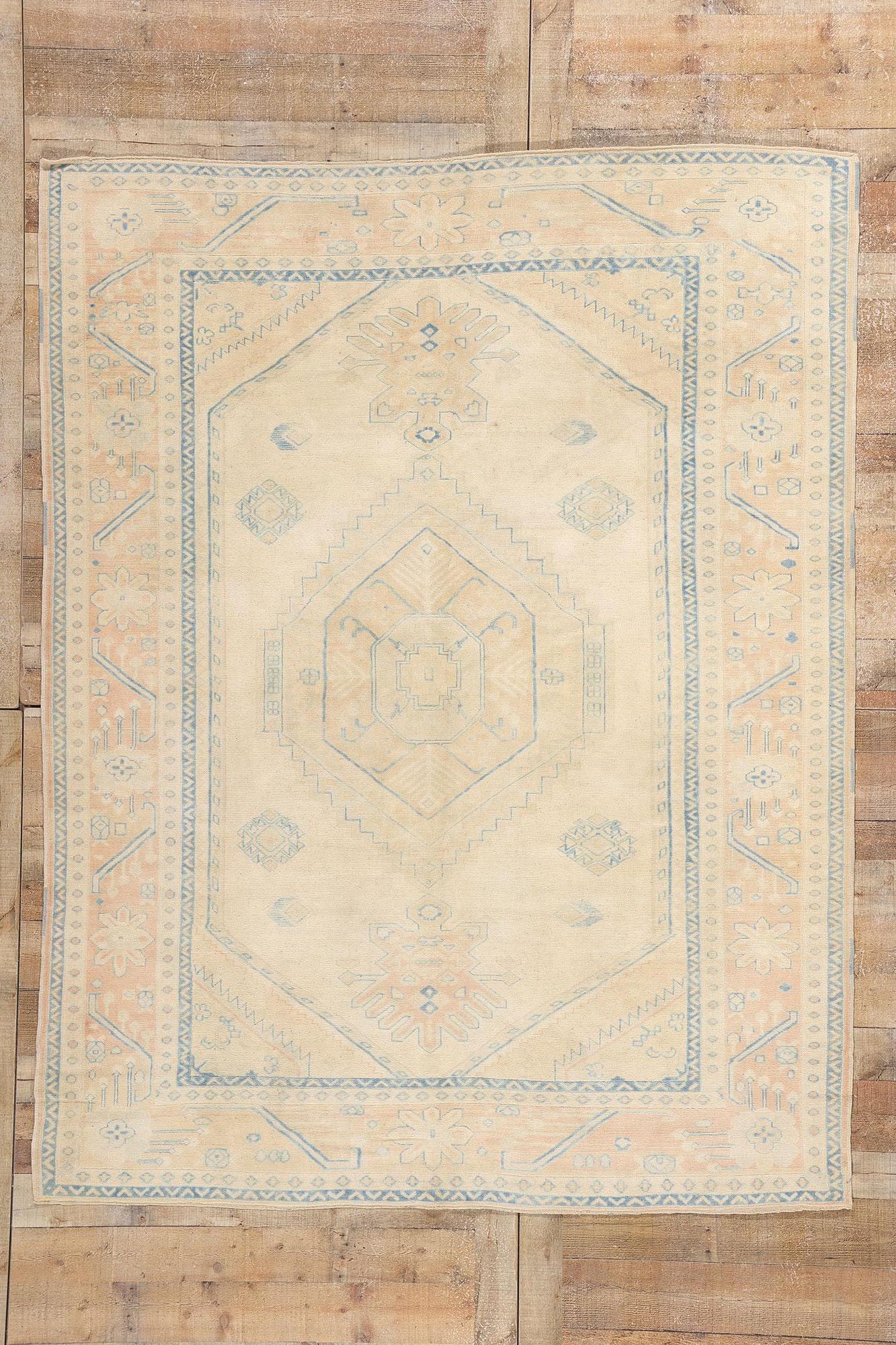 1970's Muted Turkish Oushak Carpet with Modern Style For Sale 9