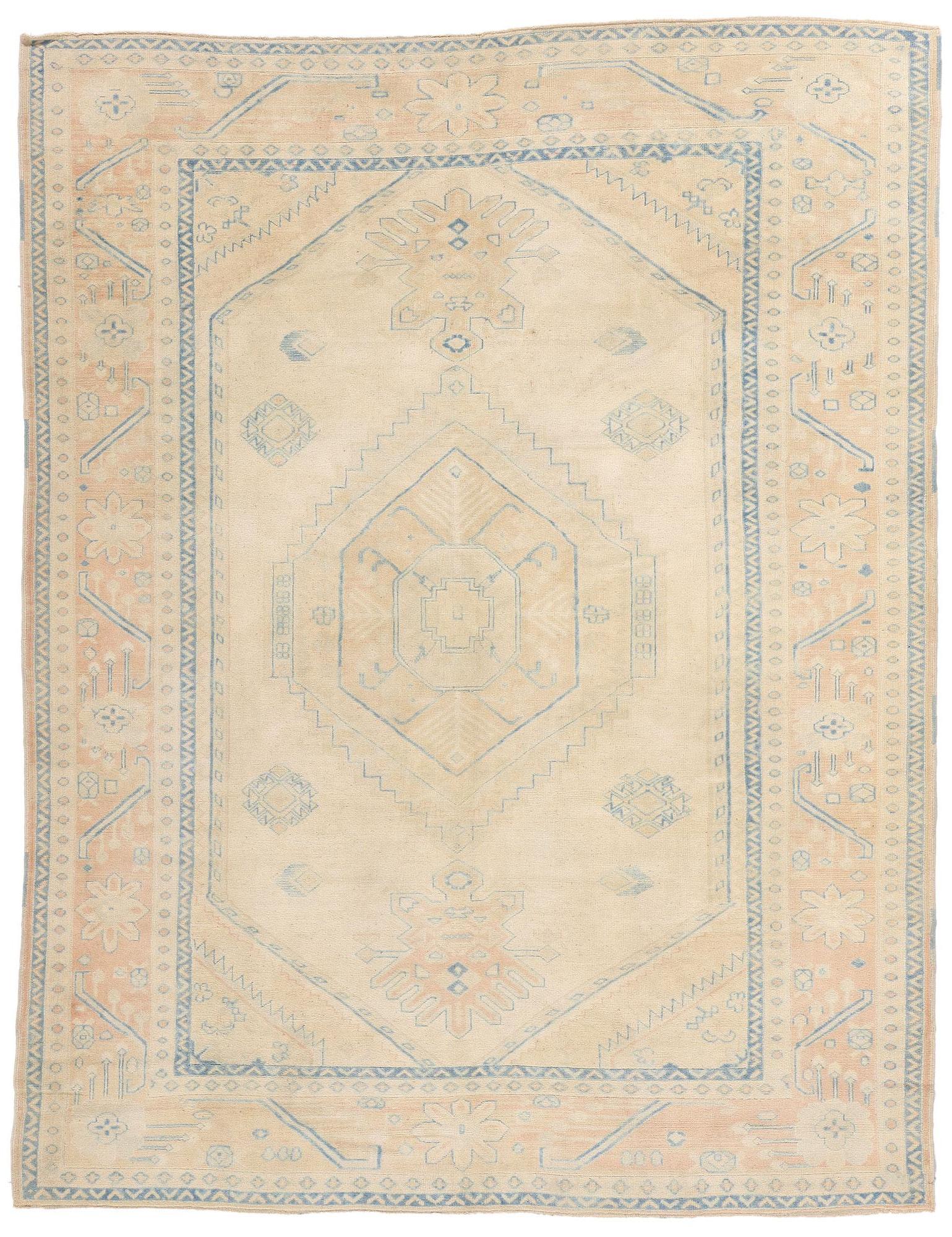 1970's Muted Turkish Oushak Carpet with Modern Style For Sale 11