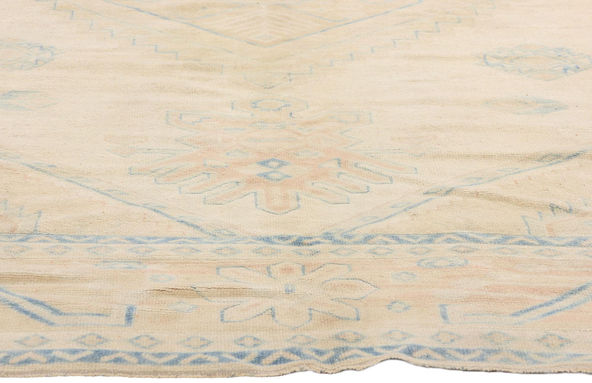 Wool 1970's Muted Turkish Oushak Carpet with Modern Style For Sale