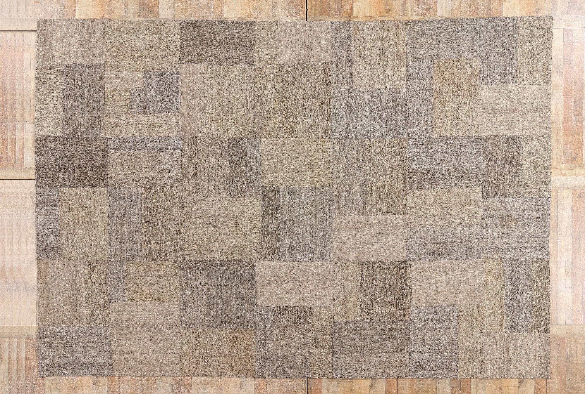 1970's Turkish Patchwork Kilim Carpet with Modern Style For Sale 3