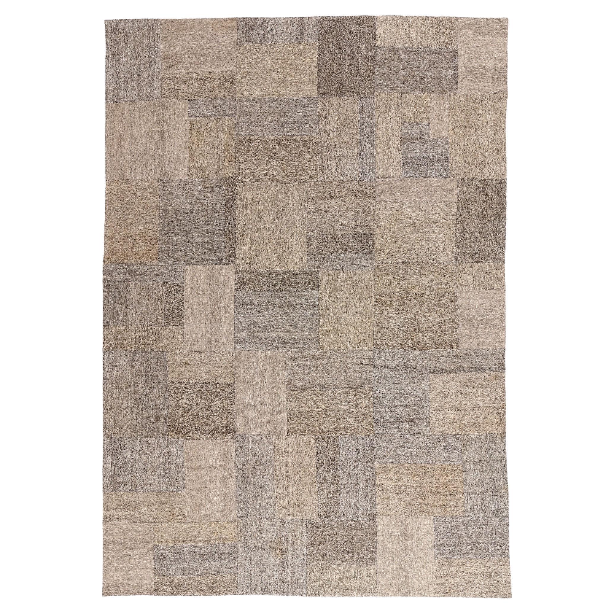 1970's Turkish Patchwork Kilim Carpet with Modern Style