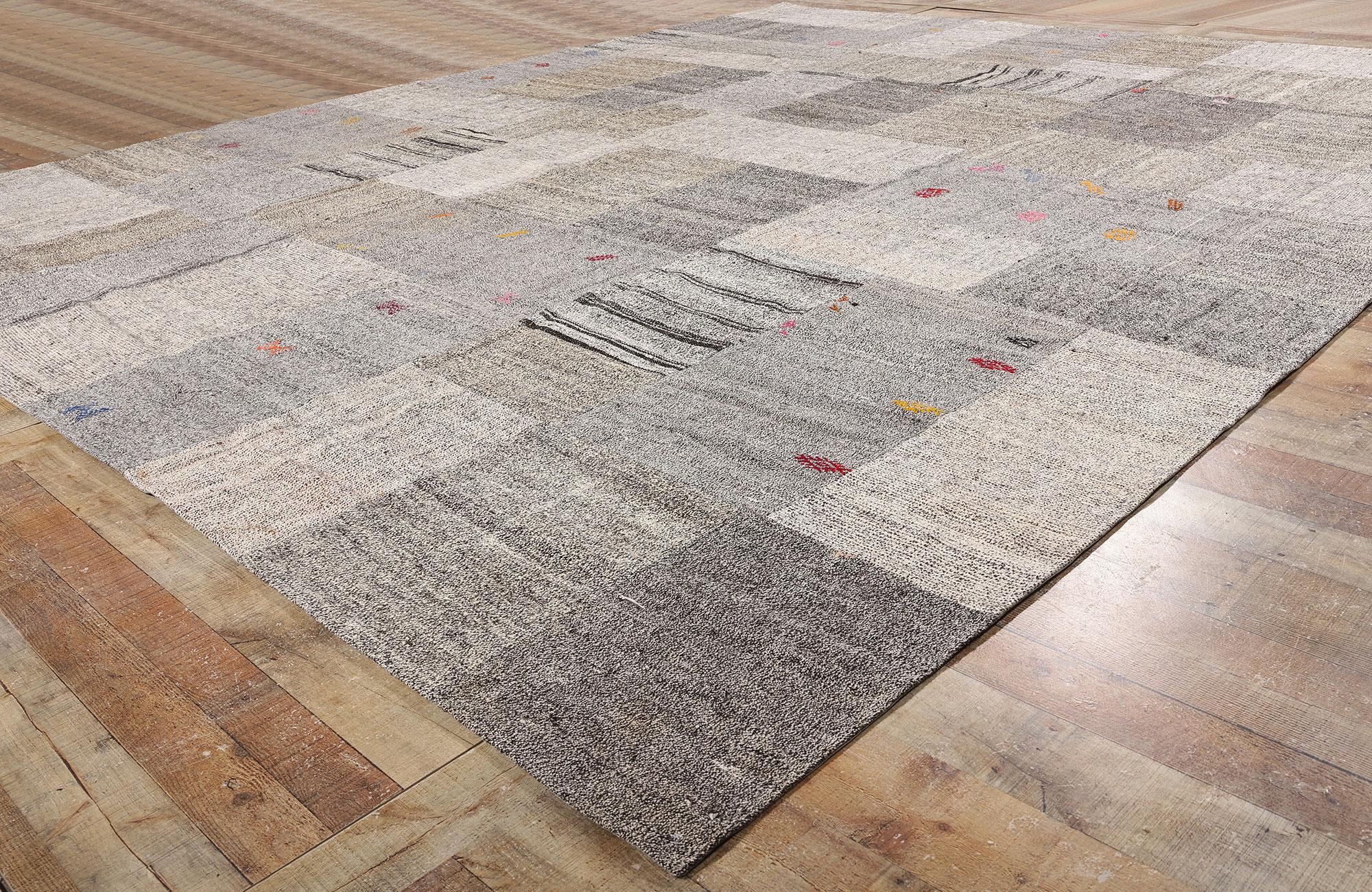 Wool 1970's Turkish Patchwork Kilim Rug with Modern Style For Sale
