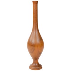 Retro 1970s Turned Wood Floor Vase
